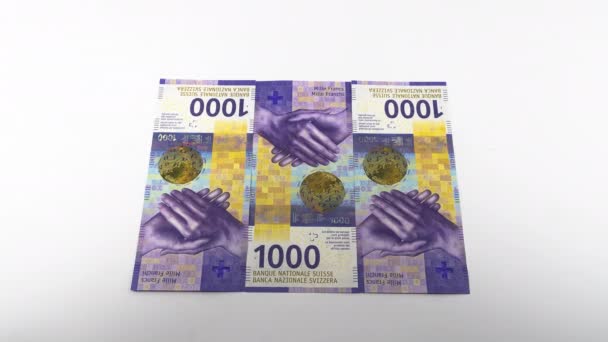 Zürih Sviçre Haziran 2020 1000 Franka Sviçre Nin Büyük Banknotlarıyla — Stok video