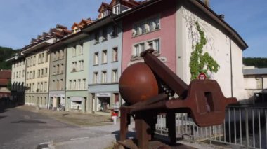 Burgdorf, İsviçre - 9 Mayıs 2020: İsviçre 'nin Bern kantonundaki Burgdorf Eski Kasabası
