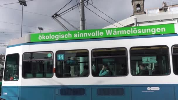 Zuri Switzerland Kasım 2019 Zürih Teki Ana Tren Istasyonundaki Tramvay — Stok video