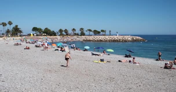 Menton Francja Lipca 2020 Prawie Puste Plaże Słynnym Menton Podczas — Wideo stockowe