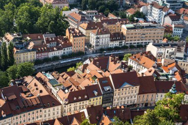 Ljubljana, Slovenya - 13 Ağustos 2020: Slovenya Cumhuriyeti 'nin başkenti Ljubljana