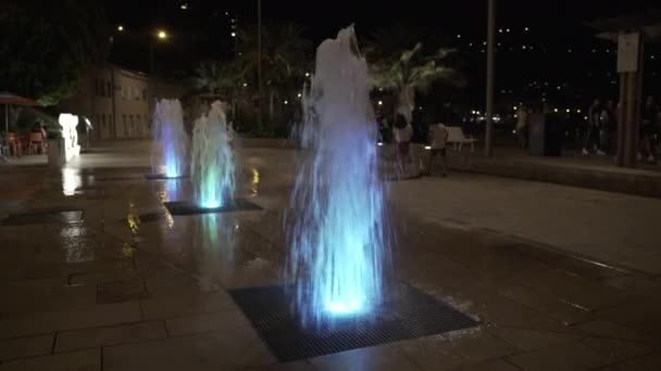 Menton Fransa Temmuz 2020 Akdeniz Kenti Menton Gece Yarısı Aydınlatılmış — Stok video