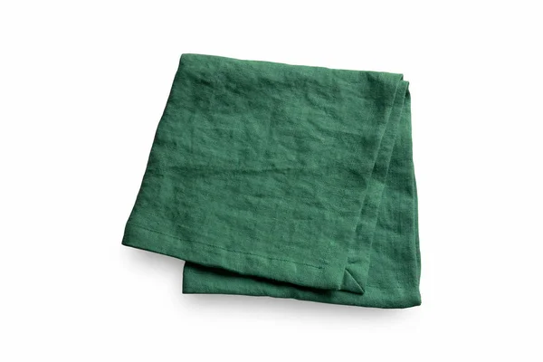 One Single Green Linen Organic Raw Cotton Serving Napkin Kitchen — Stock Photo, Image