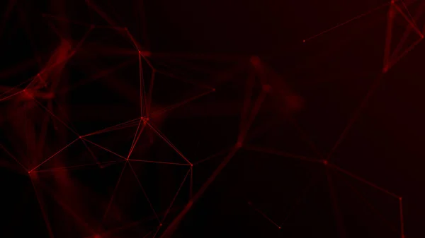 Kompozycja Abstrakcyjna Czerwonym Tle Struktura Połączeń Tło Trójkątami Kropkami Liniami — Zdjęcie stockowe