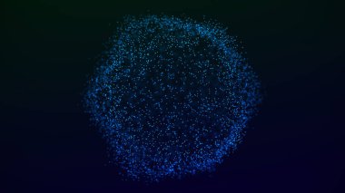 Siyah yeşil arka planda soyut Coronavirus çizimi. 3d oluşturma