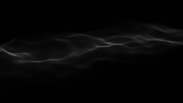 Wave of particles. Futuristic point wave. Abstract background with a dynamic wave.