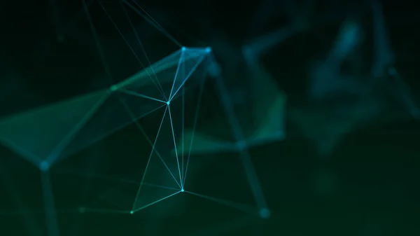 緑の背景に抽象的な構成 接続構造 三角形 線を結ぶ背景 3Dレンダリング — ストック写真
