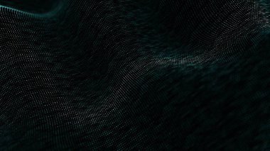 Parçacık dalgası. Gelecekçi nokta dalgası. Dinamik dalgalı soyut bir arkaplan. 3d oluşturma
