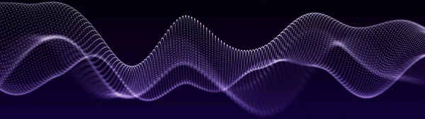 粒子的波涛未来主义的波尖 动态波的抽象背景 3D渲染 — 图库照片