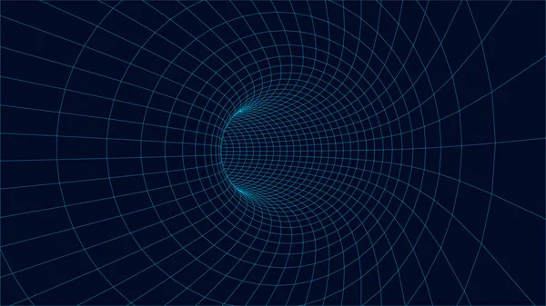 Fond Tunnel Bleu Tunnel Surface Wireframe Vortex Abstrait Illustration Vectorielle — Image vectorielle
