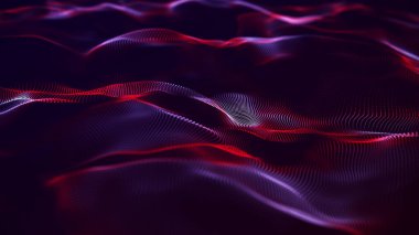 Parçacık dalgası. Gelecekçi nokta dalgası. Dinamik dalgalı soyut bir arkaplan. 3d oluşturma