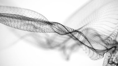 Parçacık dalgası. Gelecekçi nokta dalgası. Dinamik dalgalı soyut bir arkaplan. 3d oluşturma