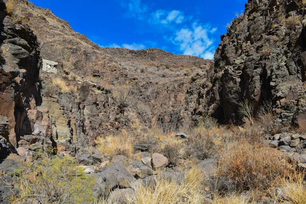 Landschap Van Droge Rotsachtige Bergen Gran Canaria — Stockfoto