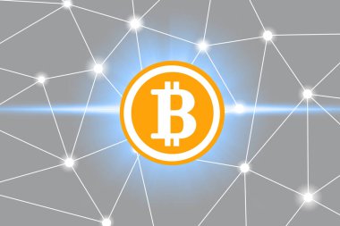 Bitcoin sembolü Bitcoin dijital para birimi ağı konsepti