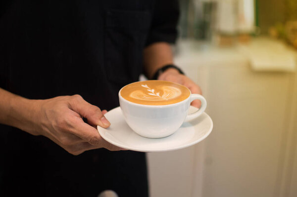 Latte Art Coffee Cup with Coffee Shop