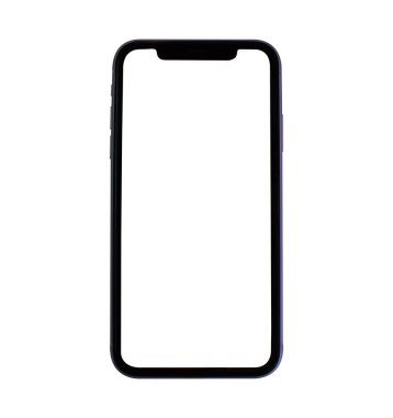 Beyaz arkaplanda modern akıllı telefon boş ekran