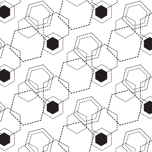 Черная Пунктирная Линия Полигональной Формы Шестиугольной Формой Внутри Рисунка Фон — стоковый вектор