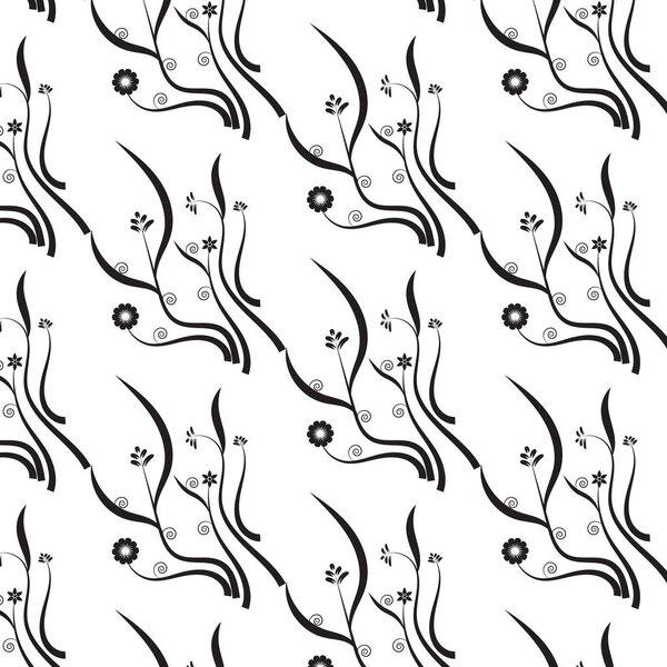 черный цветочный куст картина белый фон векторная иллюстрация изображения
