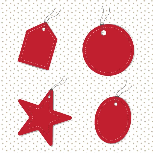 Blank Red Tags Set Vector Illustration Image Different Shapes — Stock Vector