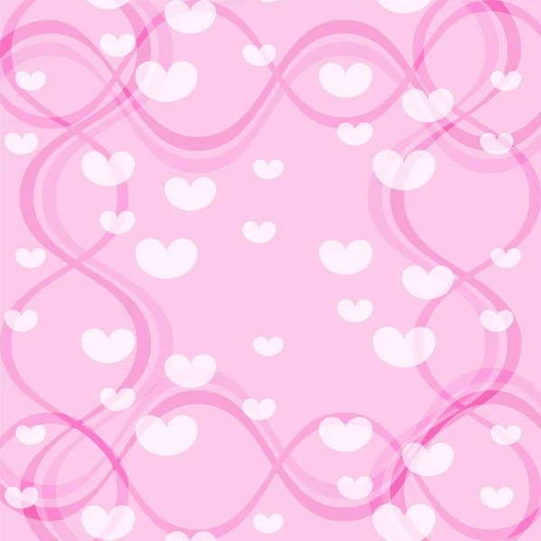 Motif coeur blanc avec cadre croisé bouclé blanc sur fond rose pastel — Image vectorielle