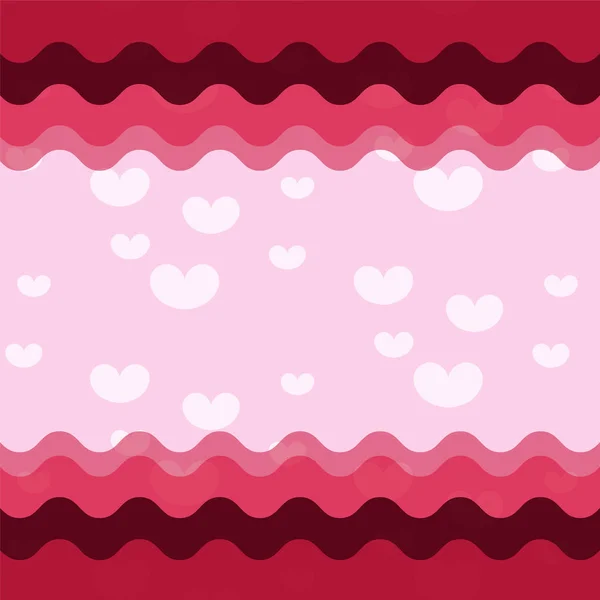 Motif coeur blanc avec des rayures bouclées roses et rouges sur fond rose pastel — Image vectorielle