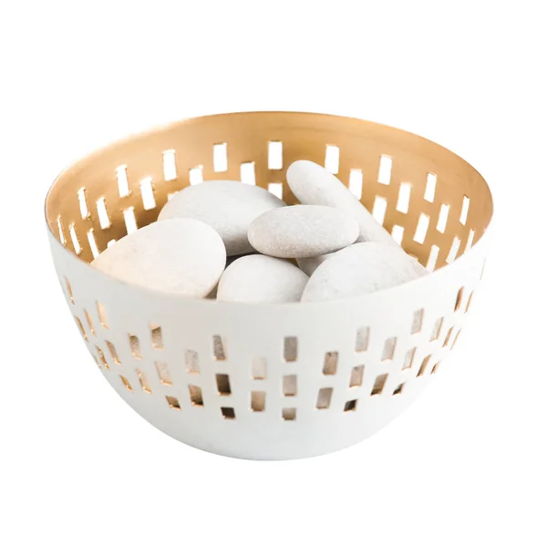 Spa Bowl Pebbles Isolated White Background — Stock Photo, Image