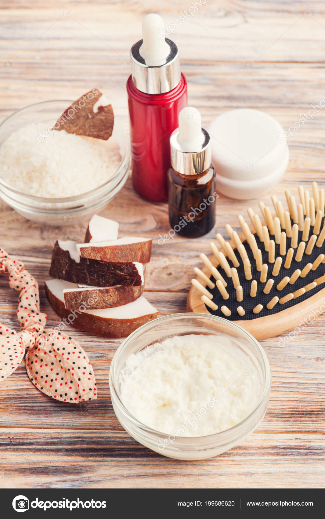 Natural Hair Treatment Coconut Oil Spa Set Homemade Mask Stock