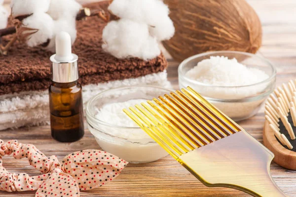 Natural Hair Treatment Coconut Oil Spa Set Homemade Mask Stock