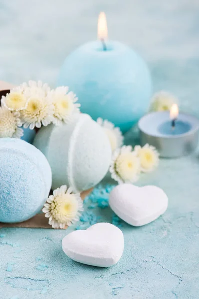 Spa products with bath bombs — Stock Photo, Image