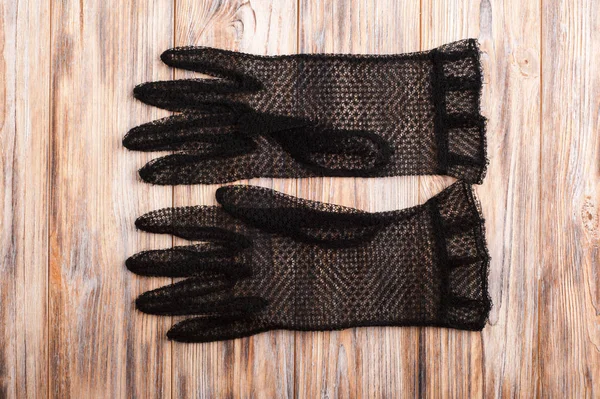 Black knitted vintage gloves