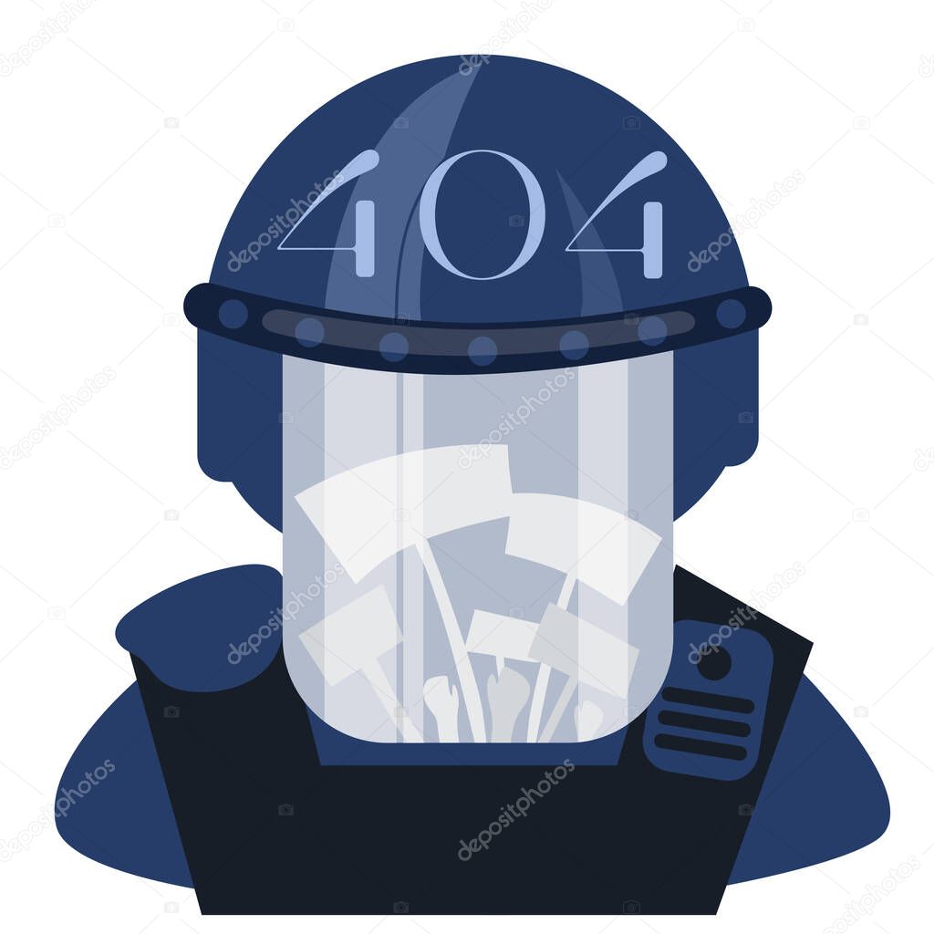 Police riot officer in helmet 