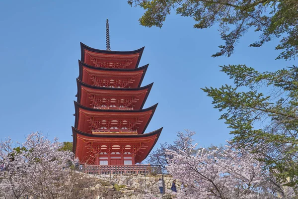 Splendido Scenario Senjokaku Pagoda Cinque Piani Nell Isola Miyajima Hiroshima — Foto Stock