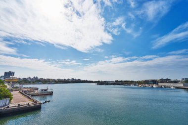 Tainan şehir, Tayvan Balıkçı İskelesi ile Anping nehrin güzel bakış