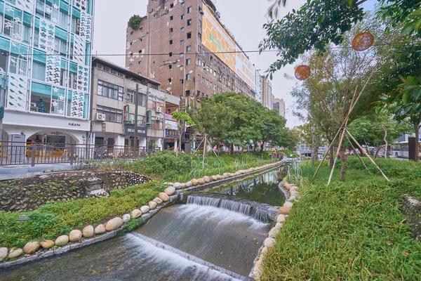 Тайчжун Тайвань Грудня 2018 Тече Річка Вода Через Місто Зеленому — стокове фото