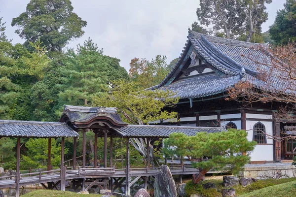 Kyoto, Japan - November 9, 2016: Beautiful historic hall at front gate of Kodaiji temple. A Serene setting with a buddhist temple with seasonal light festivals in Kyoto, Japan.