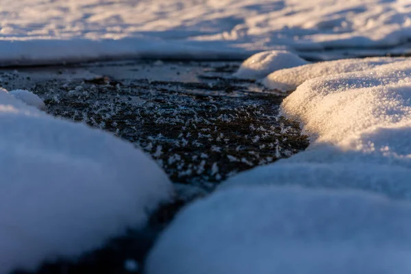 Χειμερινό Φόντο Χιόνι Και Παγετό Αντίγραφο Χώρου Παγωμένα Νερά — Φωτογραφία Αρχείου