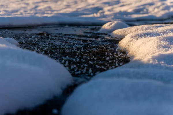 Fondo Invernale Con Neve Gelo Con Spazio Copia Acqua Gelida — Foto Stock