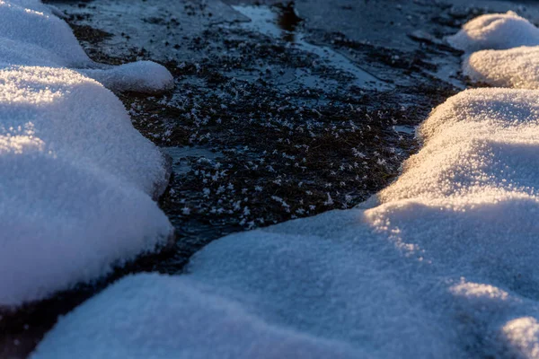 Χειμερινό Φόντο Χιόνι Και Παγετό Αντίγραφο Χώρου Παγωμένα Νερά — Φωτογραφία Αρχείου