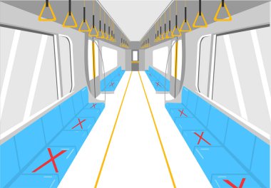 Tren yolcuları arasındaki mesafeyi koruyarak trendeki gibi kamu araçlarına sosyal mesafeyi koruyun.