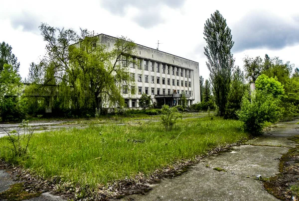 Rathaus Der Verlassenen Stadt Pripjat Gebiet Von Tschernobyl Eine Stadt — Stockfoto
