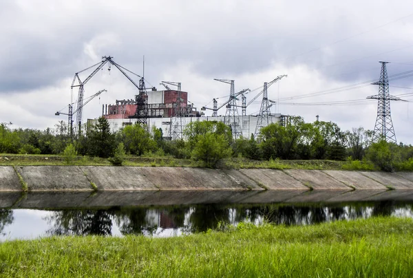 Construcción Del Reactor Central Nuclear Chernobyl Ucrania Trabajo Puso Fin — Foto de Stock