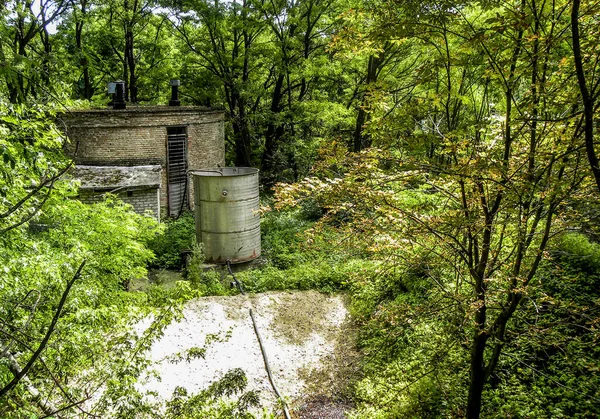 Réservoir Eau Devant Hôpital Pripyat Dans Région Tchernobyl — Photo