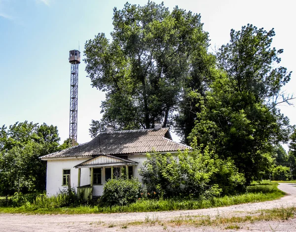 Incendios Pequeño Pueblo Zona Chernobyl Ucrania Estación Solo Está Tripulada — Foto de Stock