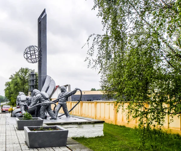 Denkmal Vor Der Feuerwache Dorf Tschernobyl Der Ukraine — Stockfoto