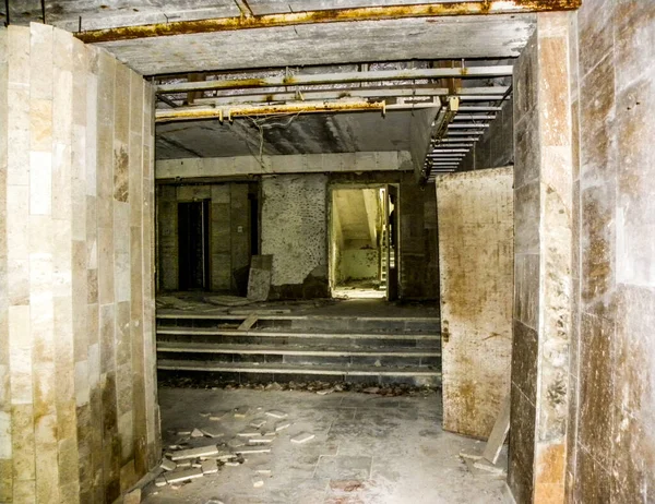 Είσοδος Στο Hotel Polissya Στην Κεντρική Pripyat Στην Περιοχή Του — Φωτογραφία Αρχείου