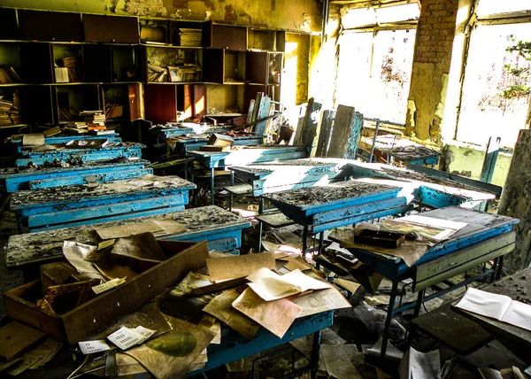 Skolan Nummer Pripyat Stad Nära Det Exploderade Kärnkraftverket Tjernobyl — Stockfoto