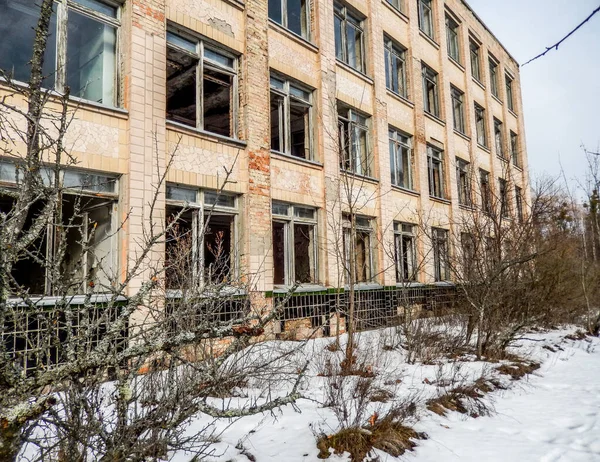 Città Pripyat Nella Zona Chernobyl Ucraina Scuola — Foto Stock