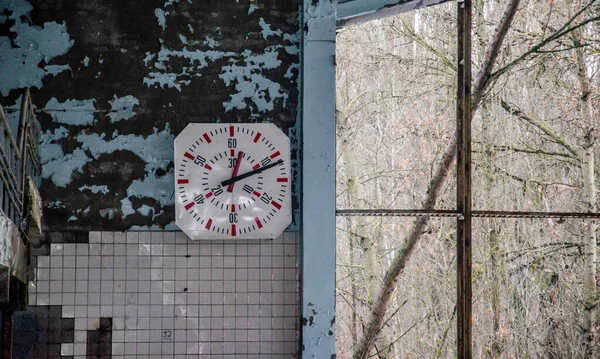 Місто Прип Ять Чорнобильській Області України Годинник Басейні Азурі — стокове фото
