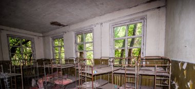 Çernobil - Kopachi Anaokulunda Çernobil Bölgesi, Ukrayna 'da patlayan Çernobil santrali yakınlarında. Fotoğraf: Haziran 2013.