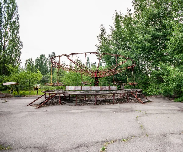 Carrousel Pretpark Stad Prypjat Het Tsjernobyl Gebied Oekraïne Voormalig Onderdeel — Stockfoto